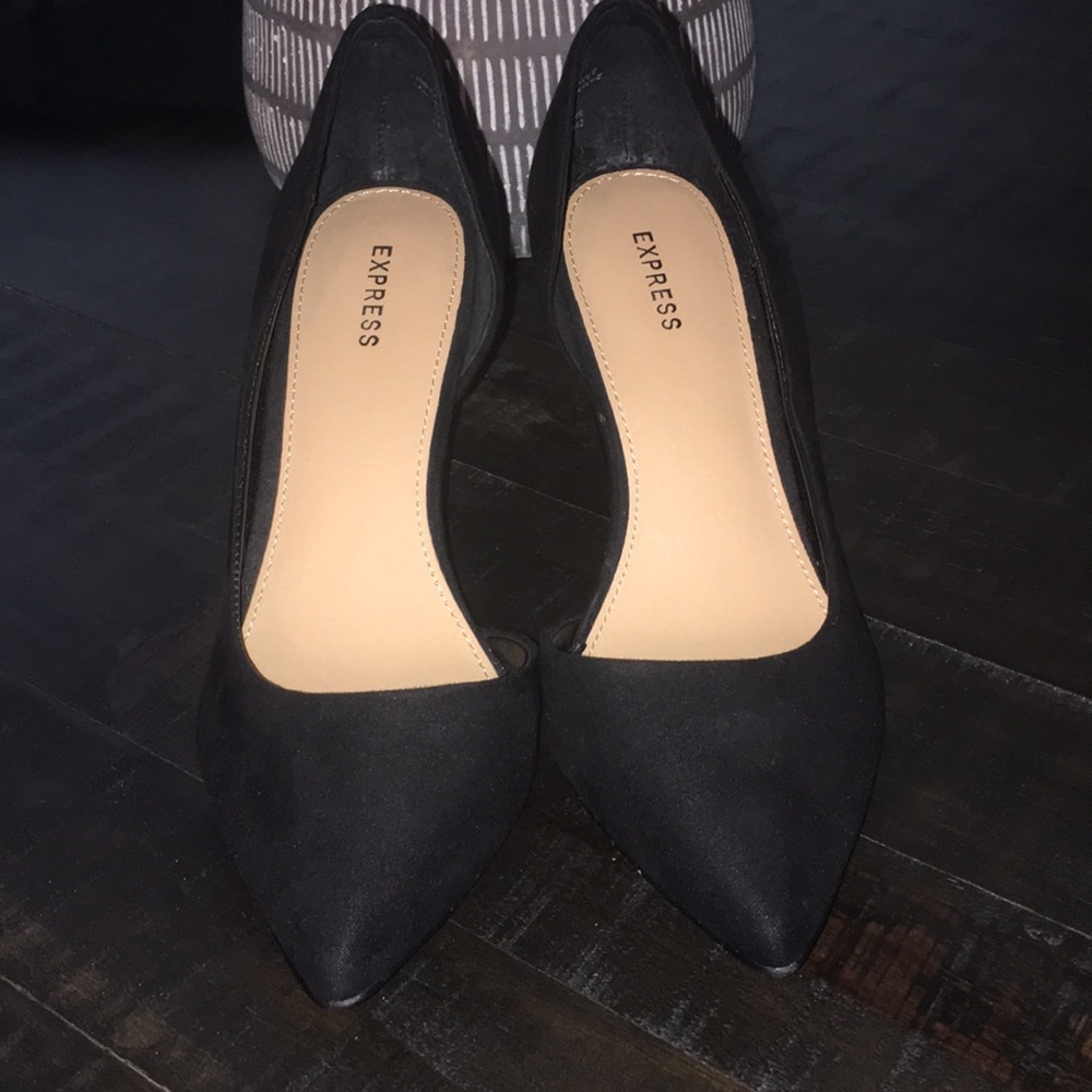 Express black suede heels